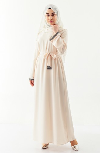 Taşlı Elbise 1906-06 Bej