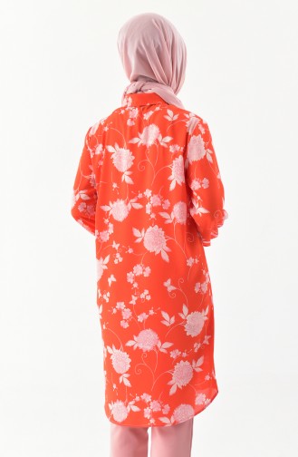 Floral Patterned Tunic 0005-01 Orange 0005-01
