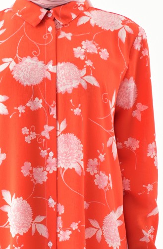 Floral Patterned Tunic 0005-01 Orange 0005-01