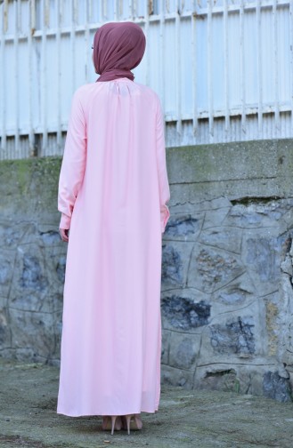 أويا فستان فيسكوز بتصميم ازرار 8119-02 لون وردي 8119-02