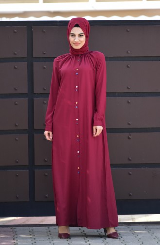 Viscose Long Button Tunic 8120-01 Claret Red 8120-01
