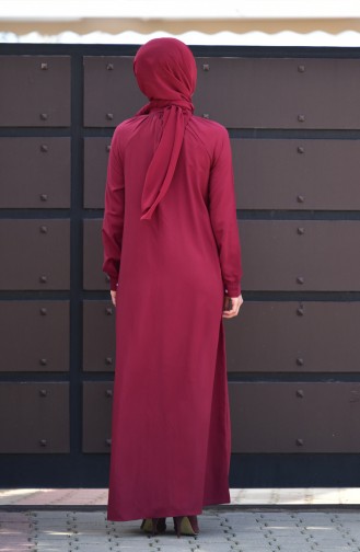 Viscose Long Button Tunic 8120-01 Claret Red 8120-01