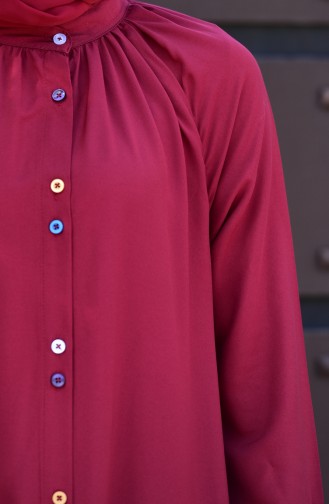 Viscose Long Button Tunic 8120-01 Claret Red 8120-01