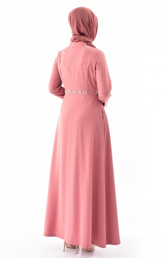 Abaya Bordée 8852-01 Rose Pâle 8852-01