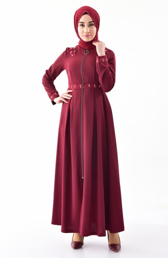 Abaya Bordée 8852-04 Bordeaux 8852-04