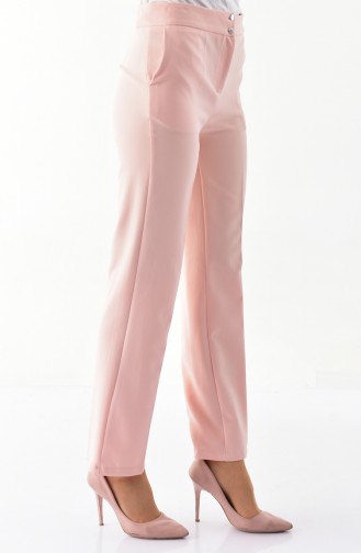 Buttoned Straight Trousers 7245-01 Powder 7245-01