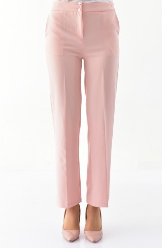 Buttoned Straight Trousers 7245-01 Powder 7245-01