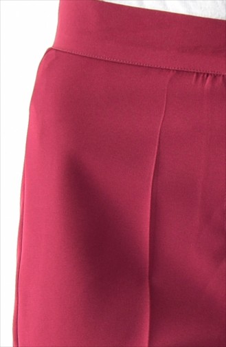 Buttoned Straight Leg Pants 1102-01 Claret Red 1102-01