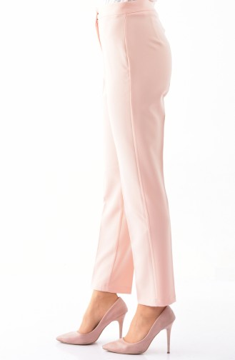 Buttoned Straight Leg Pants 1102-07 Salmon 1102-07