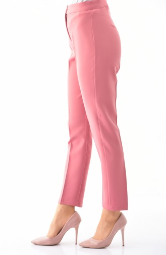 Buttoned Straight Leg Pants 1102-10 Dried Rose 1102-10