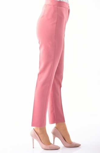Buttoned Straight Leg Pants 1102-10 Dried Rose 1102-10