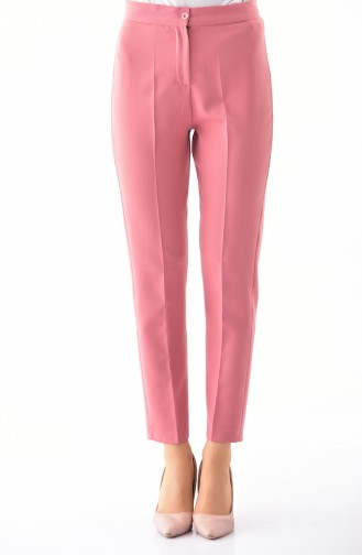 Buttoned Straight Leg Pants 1102-10 Dried Rose 1102-10