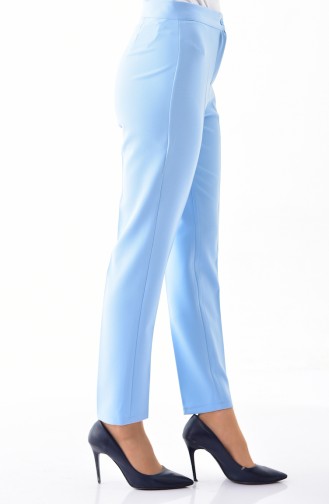 Buttoned Straight Leg Pants 1102-11 Baby Blue 1102-11
