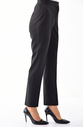Buttoned Straight Leg Pants 1102-12 Black 1102-12