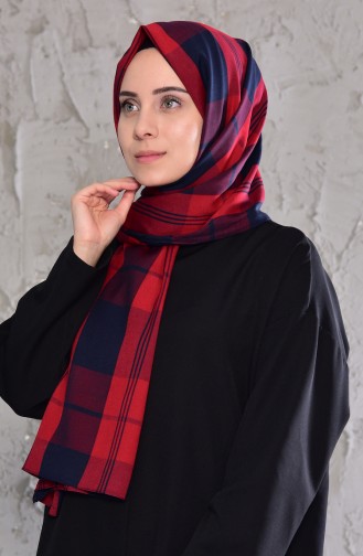 Plaid Patterned Viscose Shawl 4093-01 Claret Red 4093-01