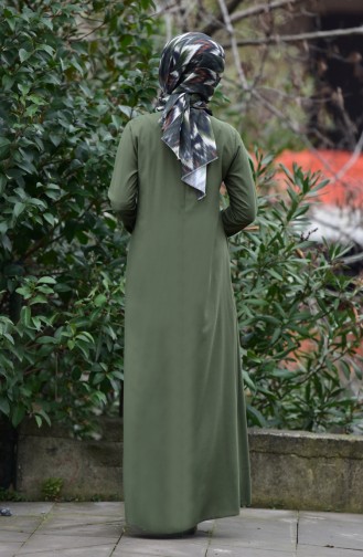 ميناهيل فستان بتصميم مُزين بقلادة 10111-07 لون أخضر كاكي 10111-07