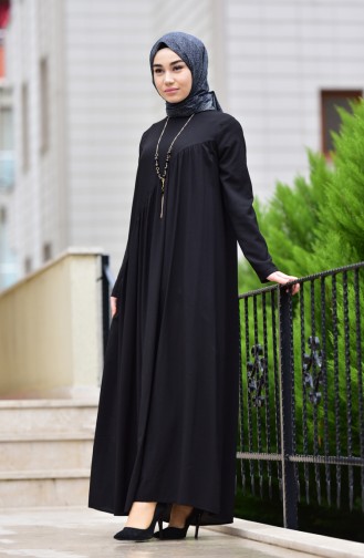Schwarz Hijab Kleider 10111-08