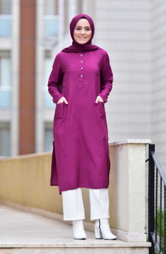 Pocketed Viscose Tunic 10109-02 Plum 10109-02