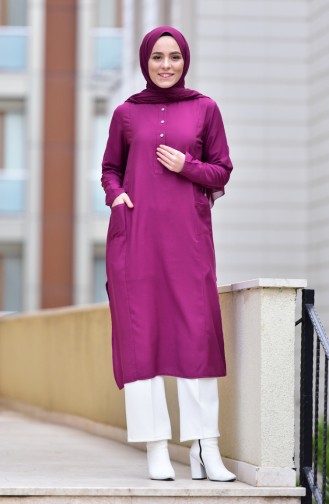 Pocketed Viscose Tunic 10109-02 Plum 10109-02