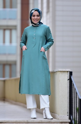 Pocketed Viscose Tunic 10109-08 Almond Green 10109-08
