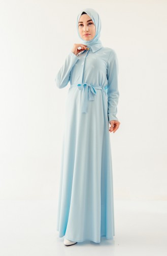 أي أف إي فستان بتصميم مُطرز بالورد 0020-09 لون أزرق فاتح 0020-09