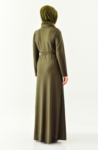 إي أف إي فستان بتصميم مُطرز بالورد 0020-06 لون أخضر كاكي 0020-06