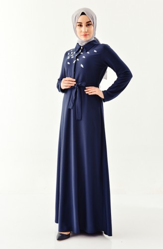 Sefamerve Kleid mit Blumen 0020-08 İndigo 0020-08