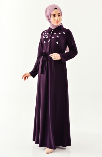 Sefamerve Flowered Dress 0020-02 Purple 0020-02