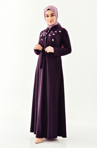 Sefamerve Flowered Dress 0020-02 Purple 0020-02