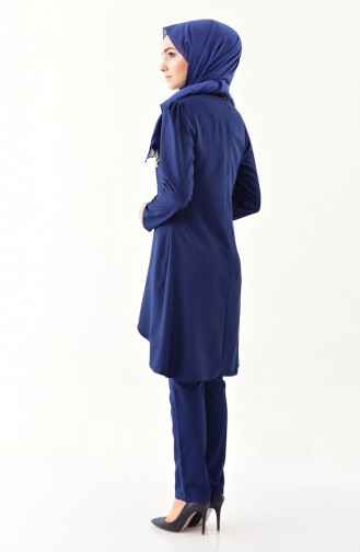 MISS VALLE Pearls Tunic Trousers Double Suit 0121-01 Navy Blue 0121-01
