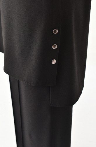 Fırfırlı Tunik Pantolon İkili Takım 1905-01 Siyah