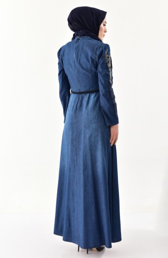 مس فالي فستان جينز بتصميم حزام للخصر 8905-02 لون كحلي 8905-02