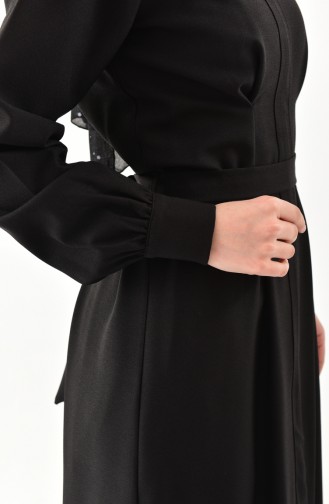 Kuşaklı Elbise 0210-04 Siyah