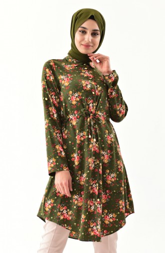 Çiçekli Tunik 2049-01 Haki