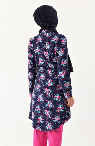 Çiçekli Tunik 2049-02 Lacivert