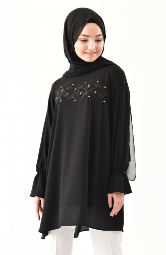Lace Detailed Tunic 8017-04 Black 8017-04