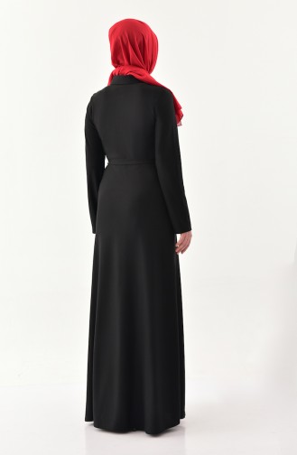 Sefamerve Çiçekli Elbise 0020-03 Siyah