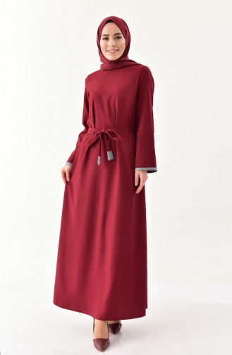 بيزلايف فستان بتصميم حزام للخصر 4264-01 لون خمري 4264-01