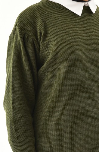 Bat Sleeve Knitwear Tunic 2029-08 Khaki Green 2029-08