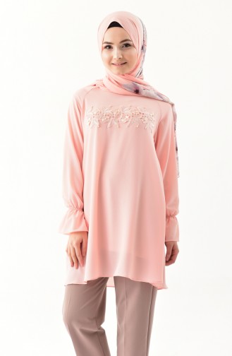 Lace Detailed Tunic 8017-05 Salmon 8017-05