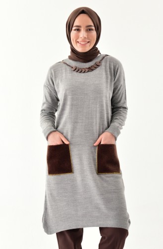 Tricot Necklace Tunic 2101-02 Gray 2101-02