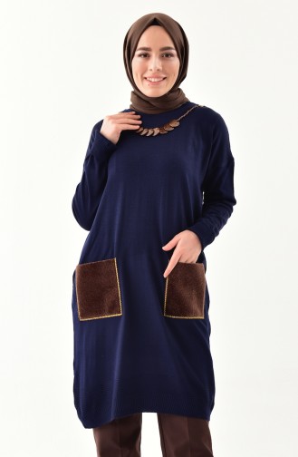 Tricot Necklace Tunic 2101-01 Navy Blue 2101-01