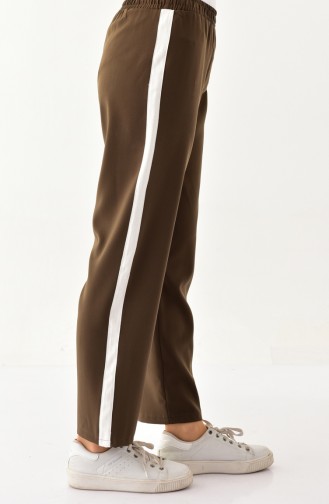 DURAN Striped Straight Leg Pants 2068-01 Dark Khaki 2068-01