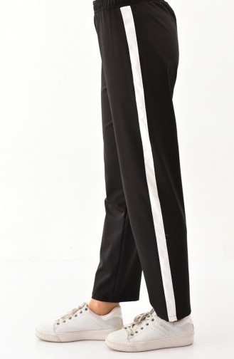Striped Straight Trousers 2068-03 Black 2068-03