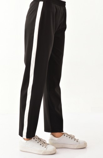 Striped Straight Trousers 2068-03 Black 2068-03