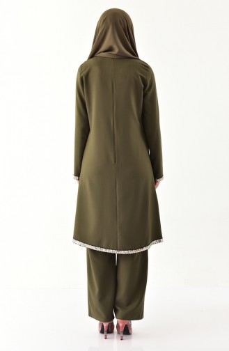 Tunika-Hose 2er Sets mit Pailletten Detail 11174-04 Khaki 11174-04
