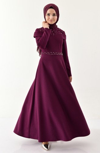 Purple Hijab Evening Dress 4063-02