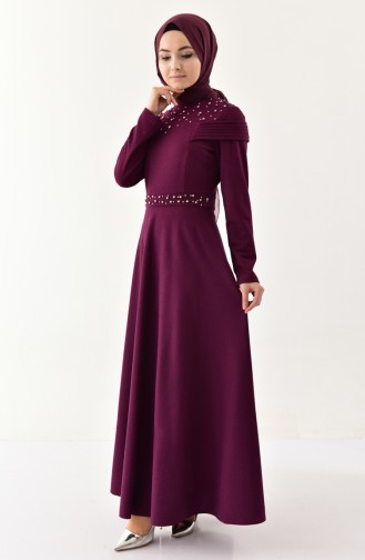 Purple Hijab Evening Dress 4063-02