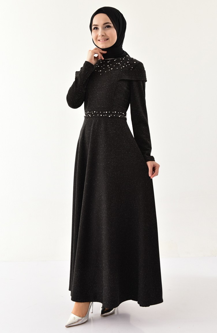 Black Hijab Evening Dress 406303 Sefamerve