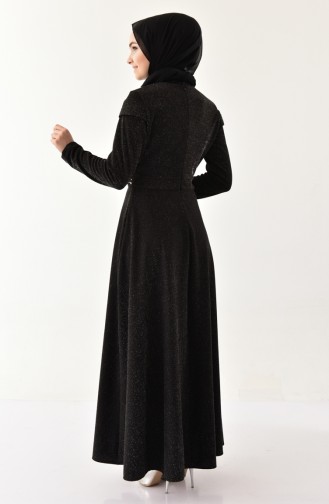 Black Hijab Evening Dress 4063-03